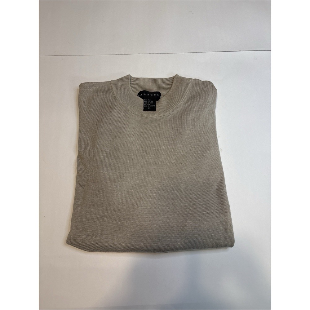 Vintage men's XL Baracuta 55% silk, 45% cotton versatile mock turtleneck beige‎